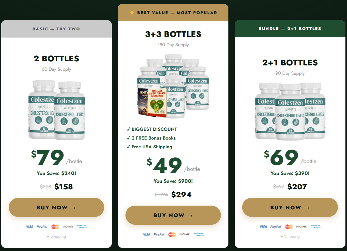 Colestzen Pricing Screenshot